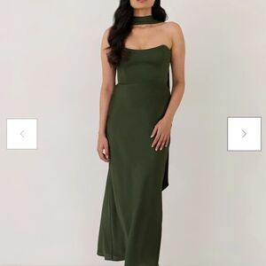 Elegant Olive Green Strapless Wedding Dress